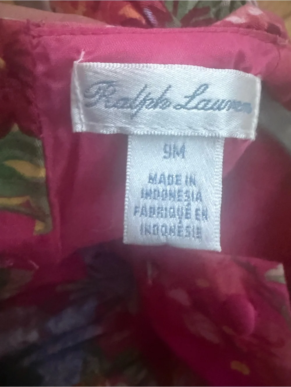 Ralph Lauren Baby Pink Floral Ruffle Garden Dress 9m